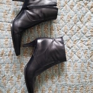 Coach black leather side zip high ankle boots
